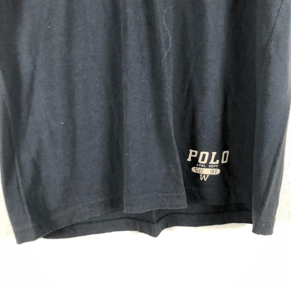 Ralph Lauren Preppy Shirt Mens Medium Black Cotton Logo Basic Staple Base Layer